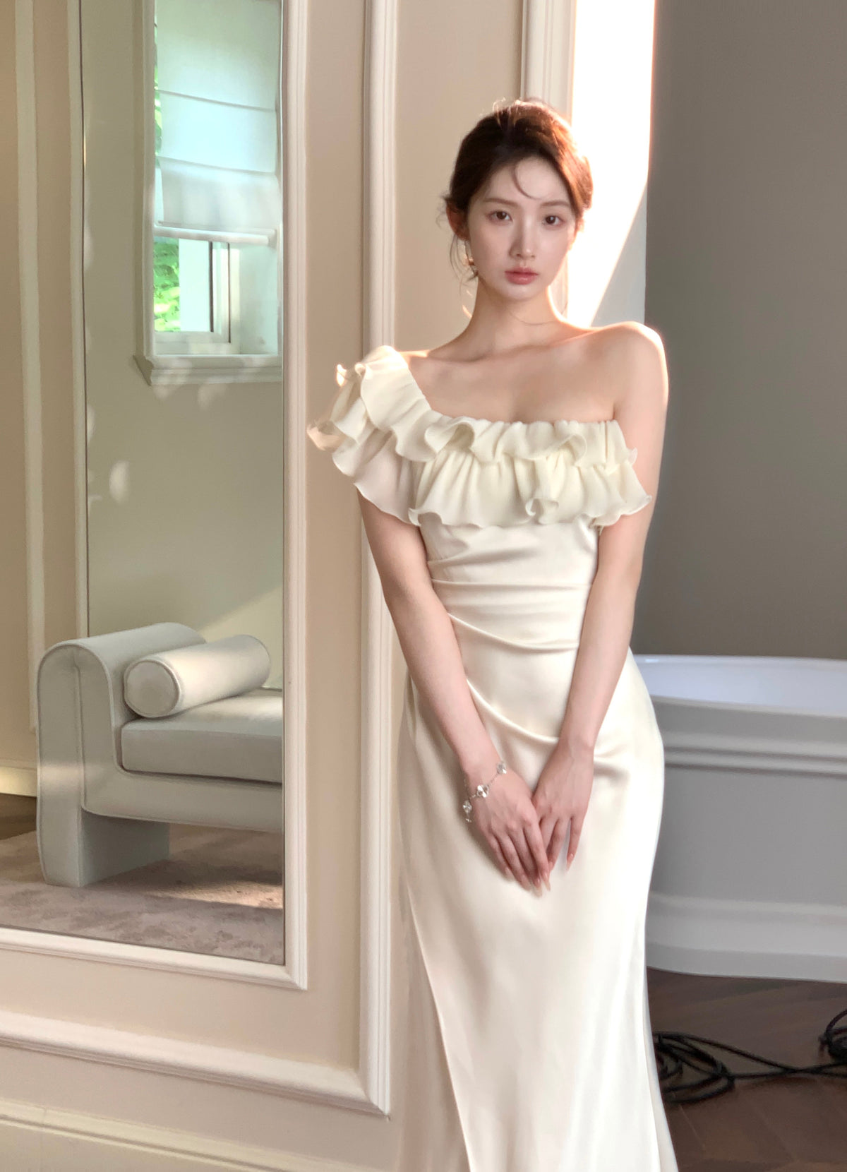 【dress】フリルマーメイドワンピース　N3155