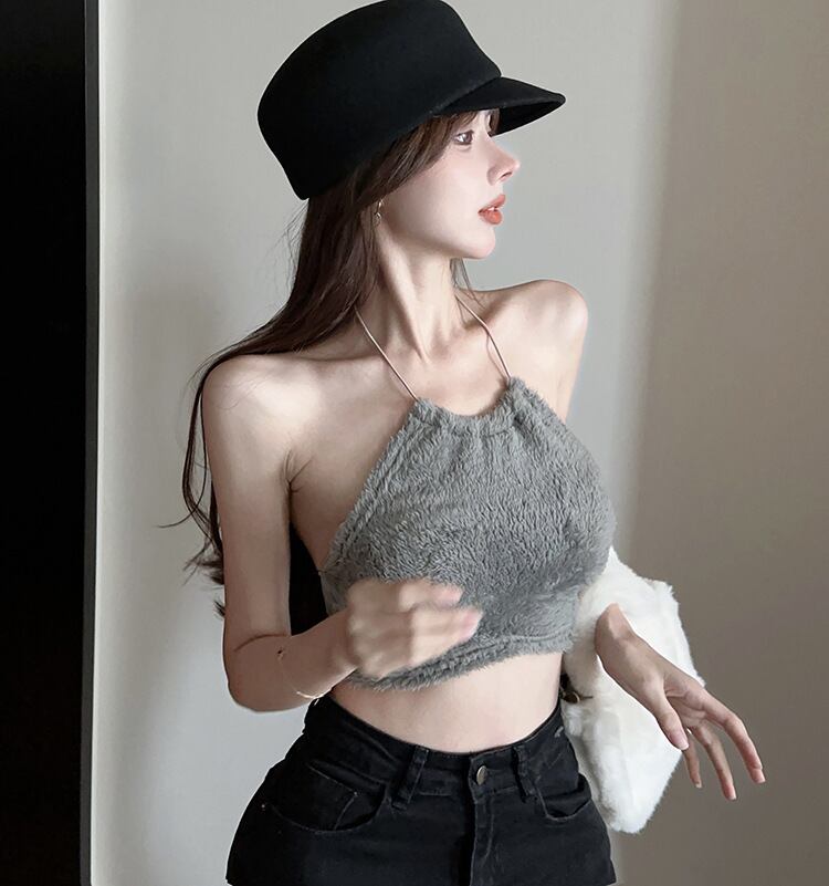 【tops】シャギーホルターネックトップス　M29361