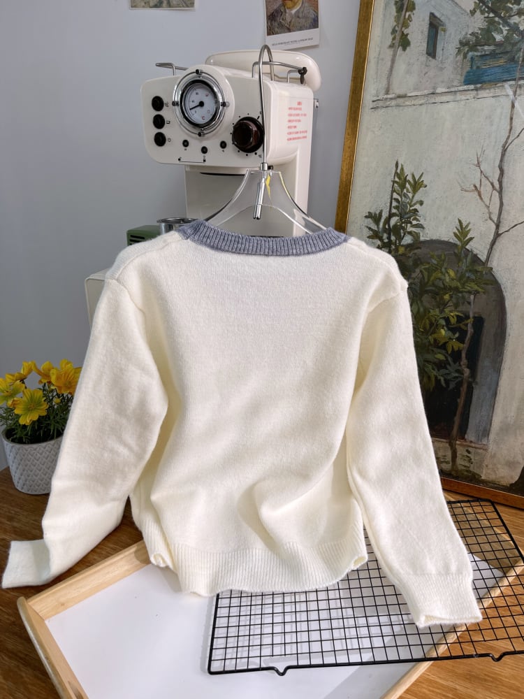 【tops】切り替え配色ニットトップス　M28623