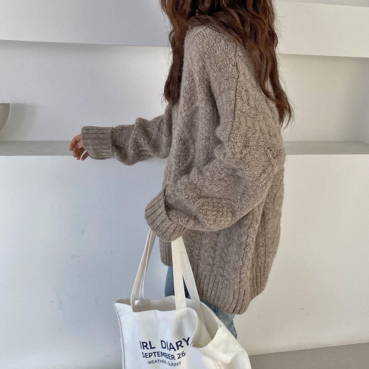 【tops】クルーネックニットセーター　M19014