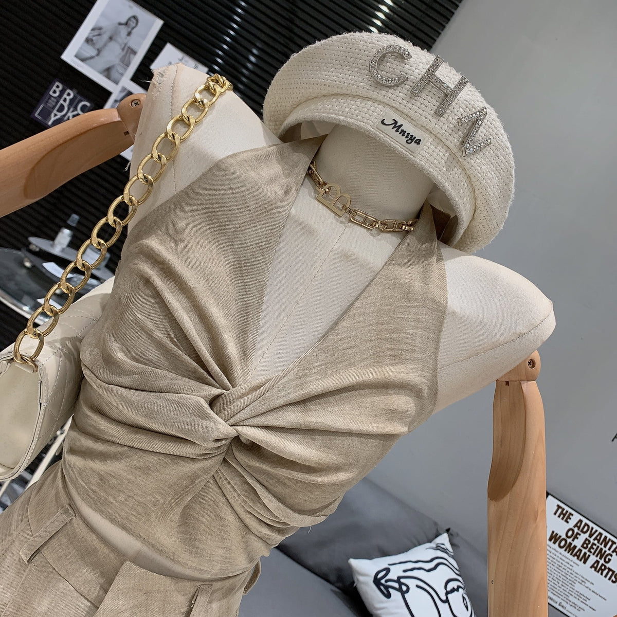 【set】Vネックトップス×ワイドパンツセット　M24991
