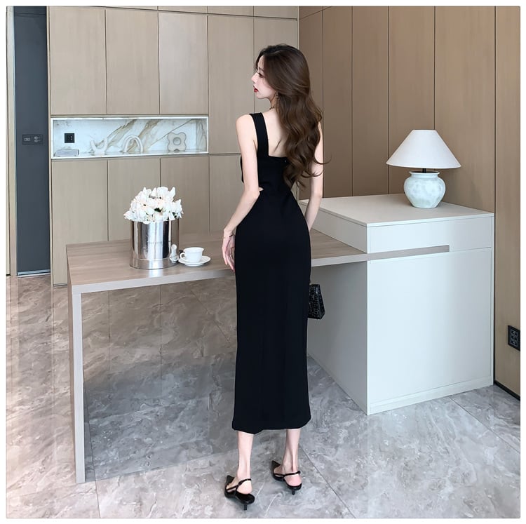 【dress】スクェアネック透かし彫りワンピースF7273