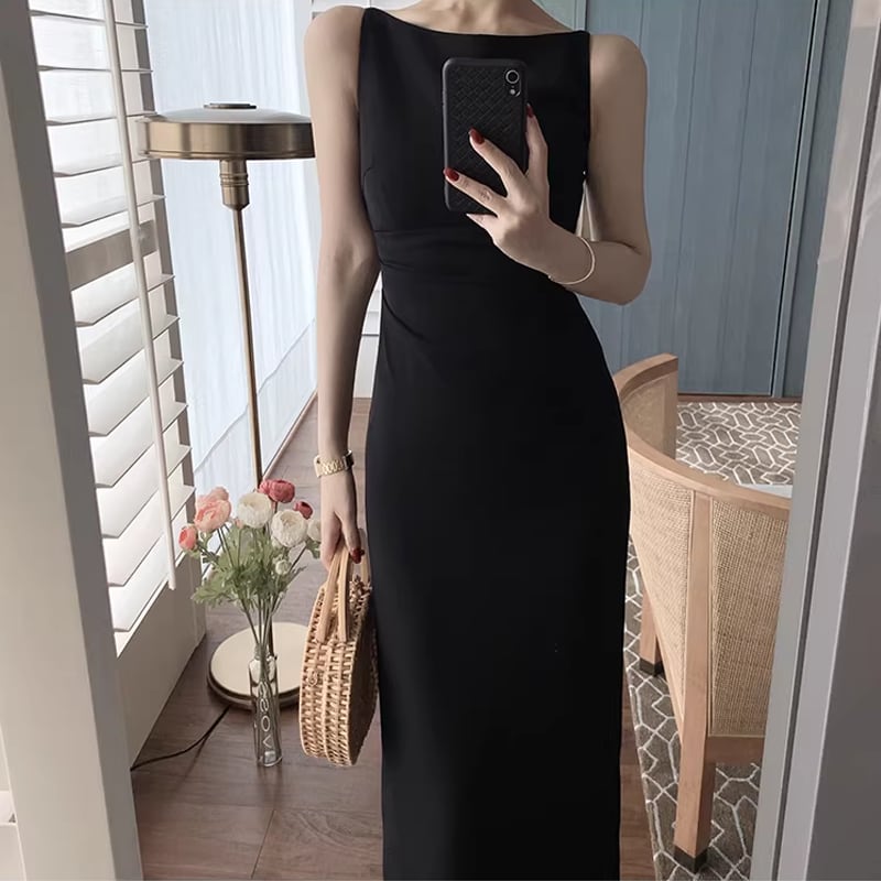 【dress】ノースリーブロングワンピース Q8434