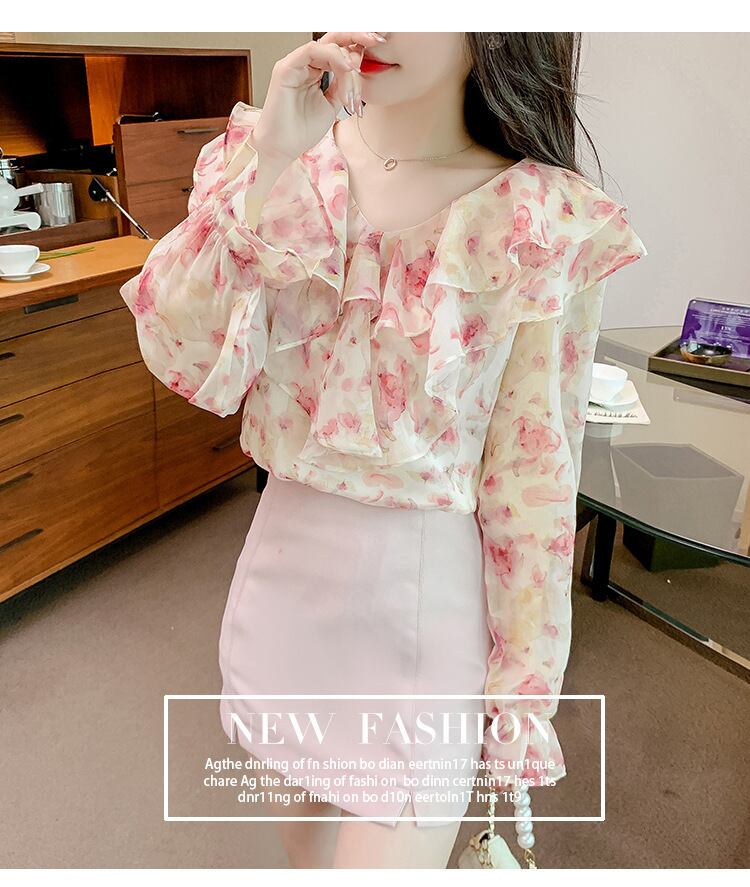 【tops】花柄シャツトップス　M18479
