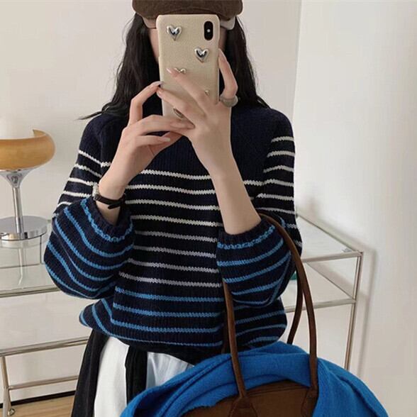 【tops】ボーダー柄ニットセーター　M28749