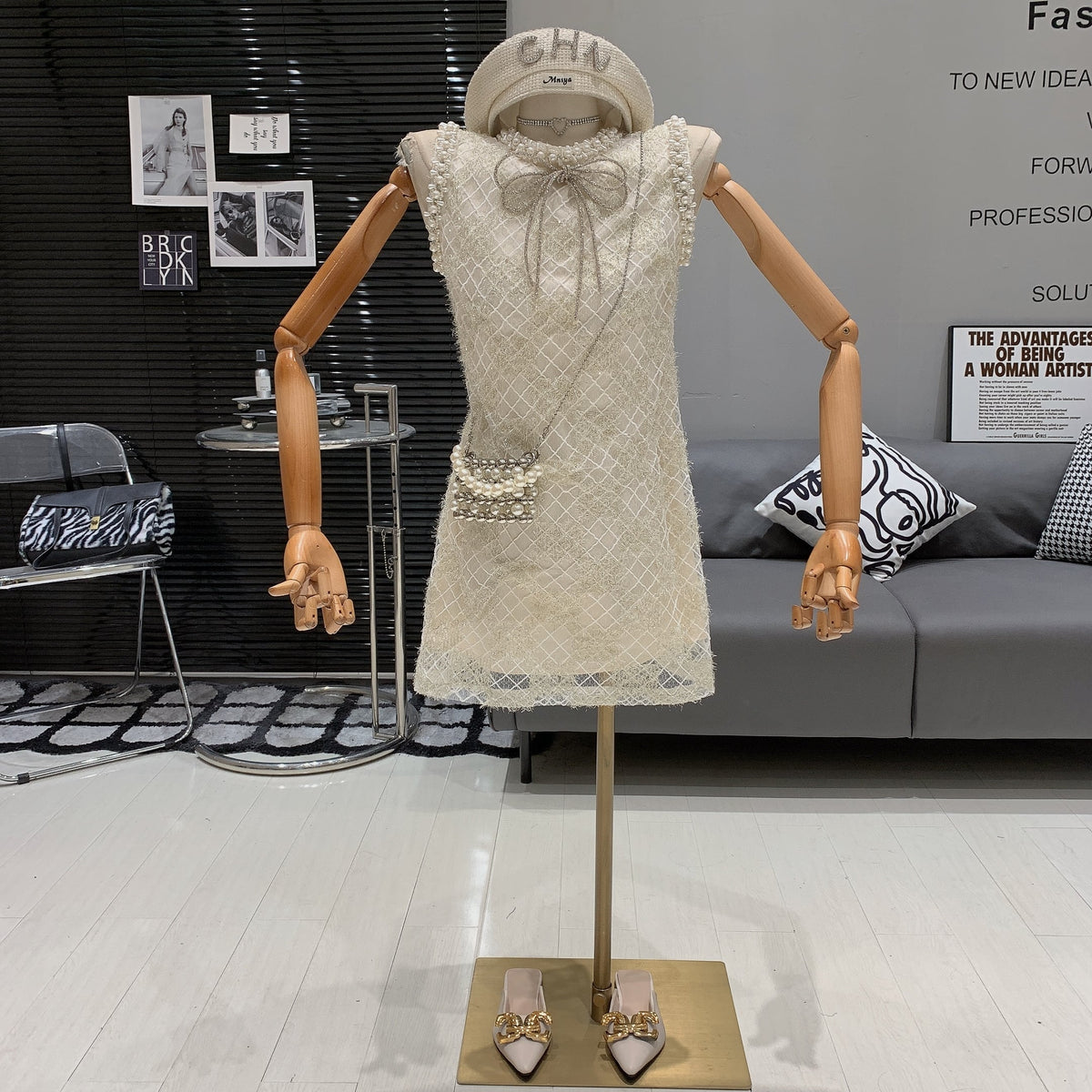 【dress】パールリボン付きワンピース　M24006