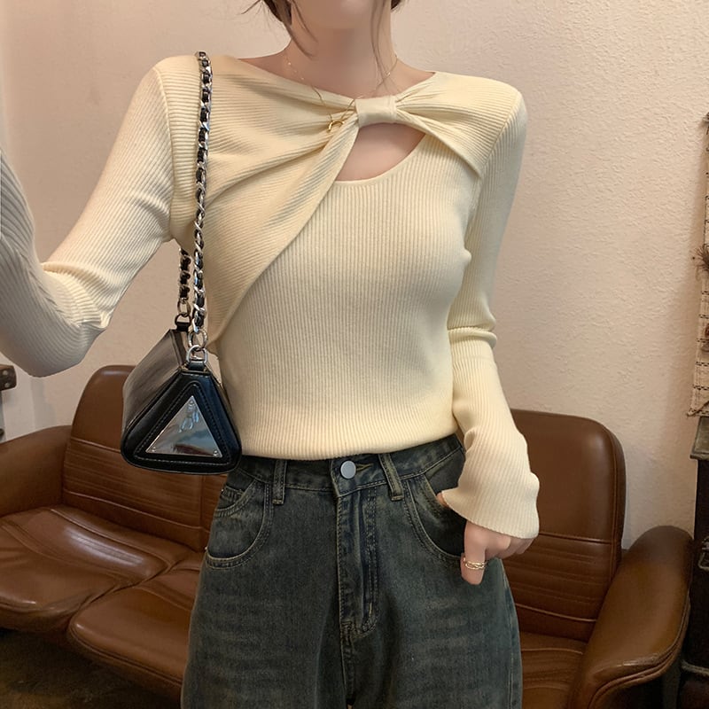【tops】カットワークニットトップス　M25410