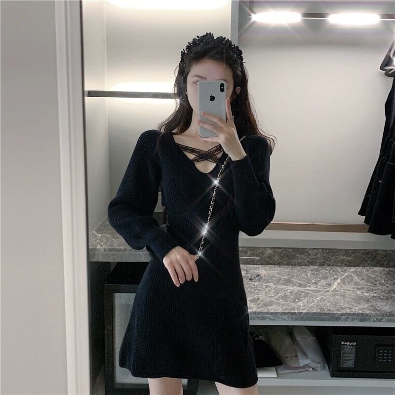 【dress】ニットミニワンピース 　N2265