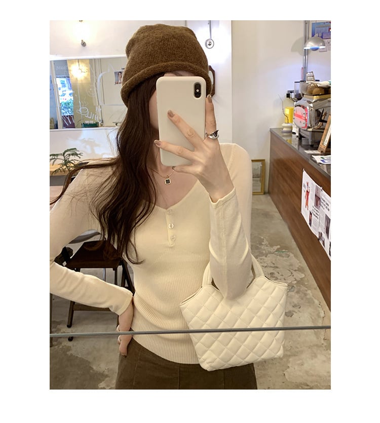 【tops】Vネックニットトップス　M27661