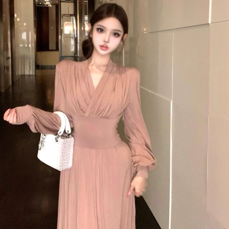 【dress】クロスネックロングワンピース Q7014