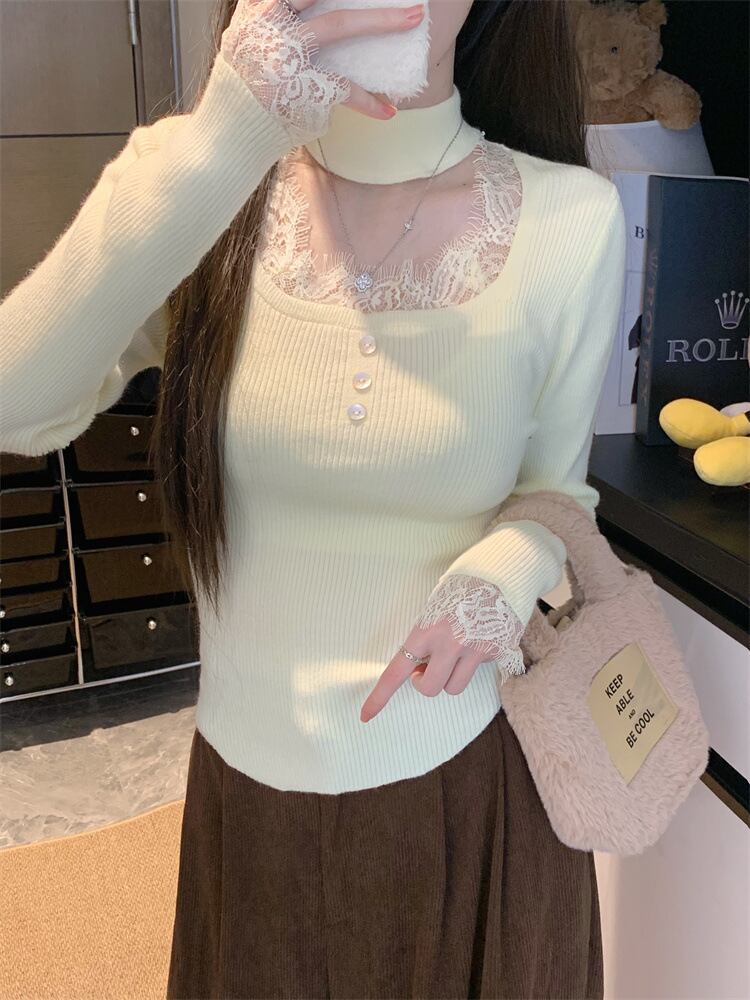 【tops】レースニットトップス　M28418