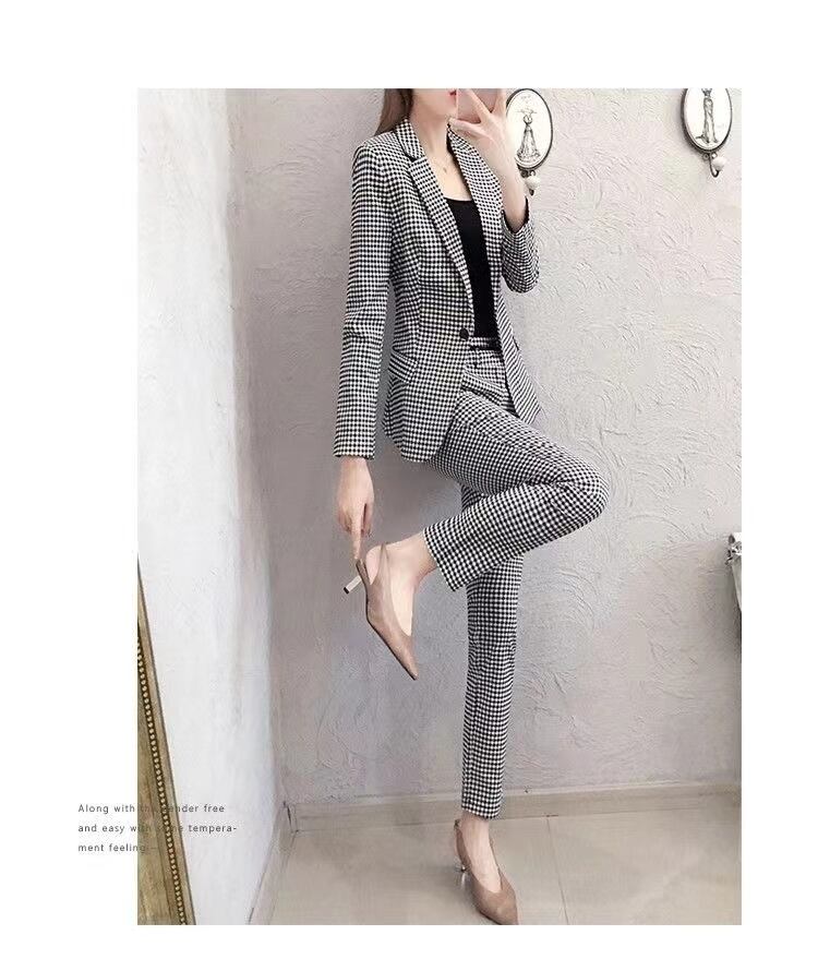 【set】スーツ＋スーツパンツチェック柄2点セットF1576