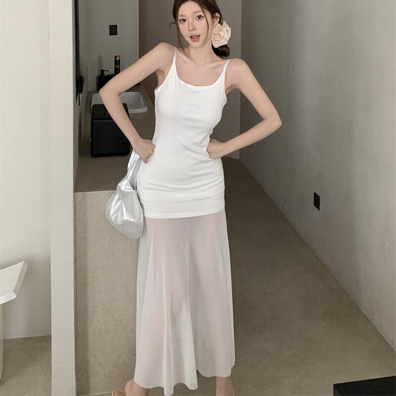 【dress】チュールコンビキャミワンピース　M29737