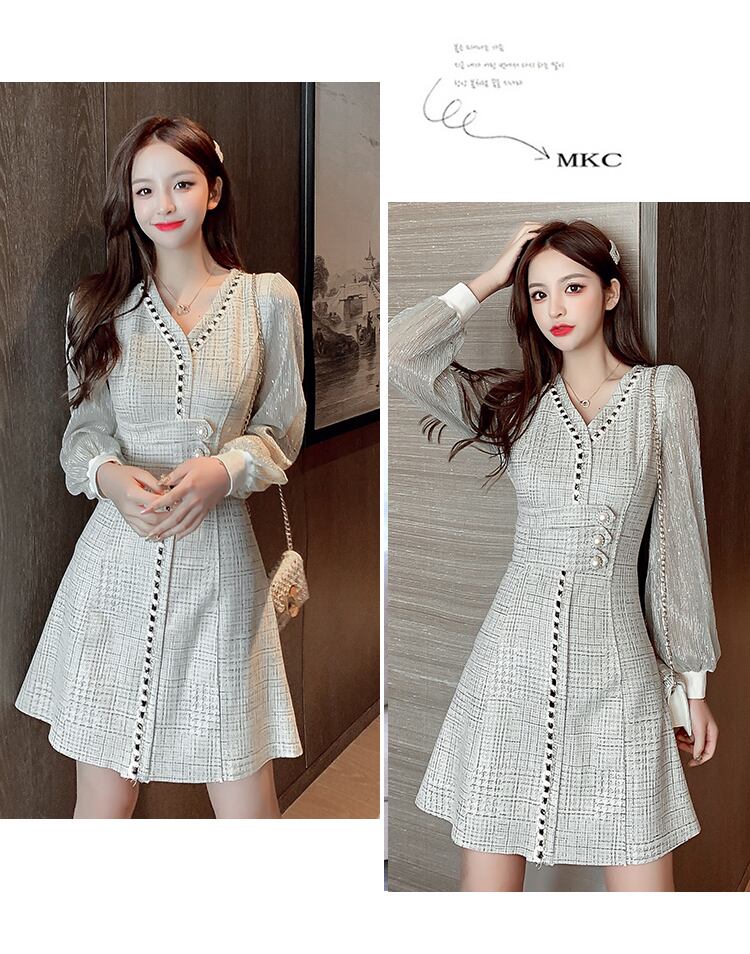 【dress】気質満点春秋スウィート長袖体型カバー着痩せワンピース G1706