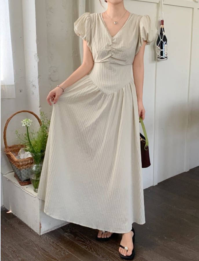 【dress】Vネックワンピース　M24039