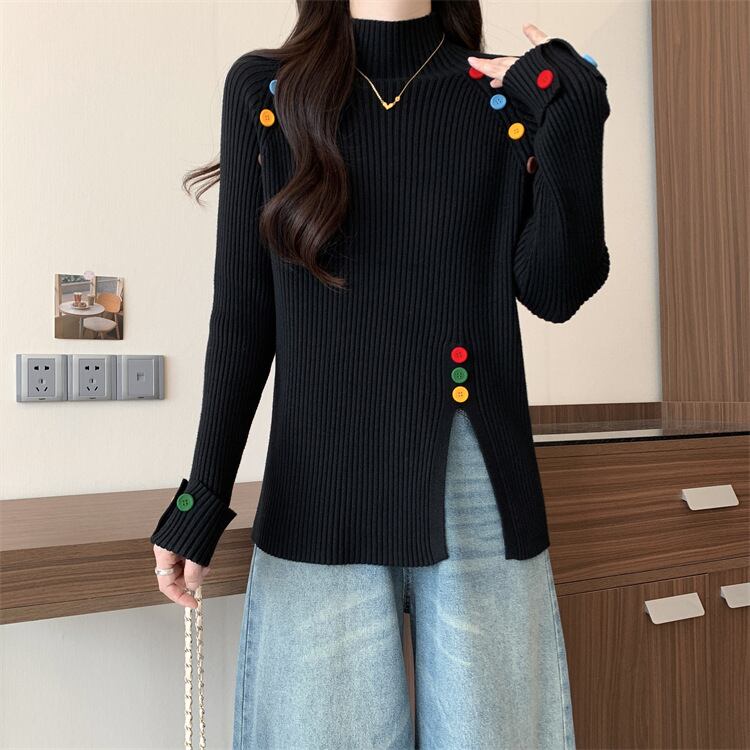 【tops】ボタンデザインニットトップス　M27823