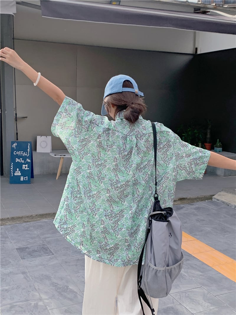 【tops】花柄シャツトップス　M25174
