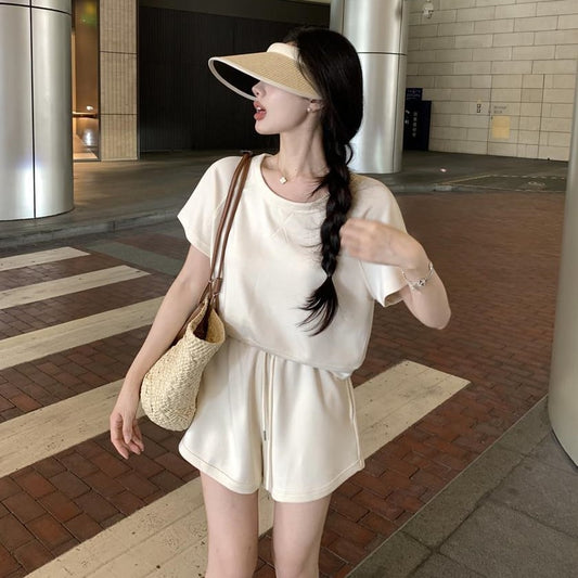 【set】ラウンドネックTシャツ+ショートパンツ２点セットG21508