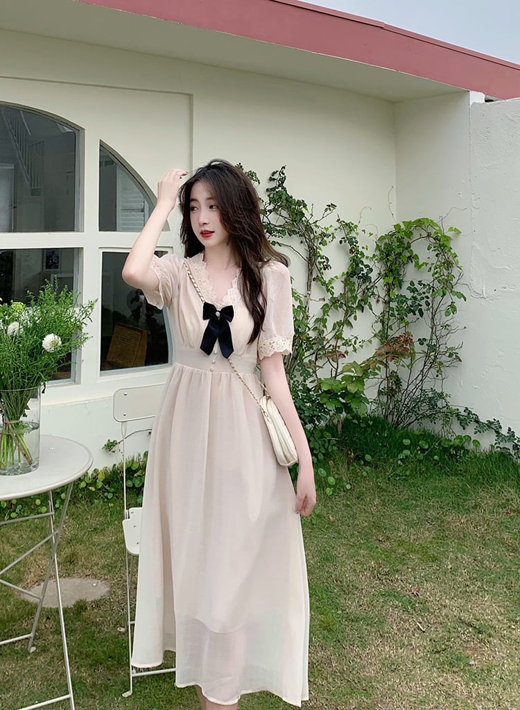 【dress】Vネックレースデートワンピース G20928