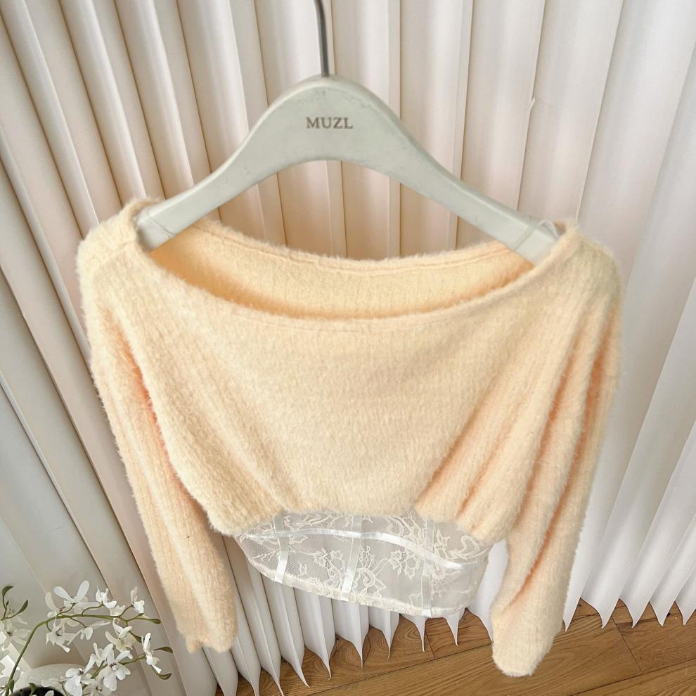 【tops】レース切り替えニットトップス　M27997
