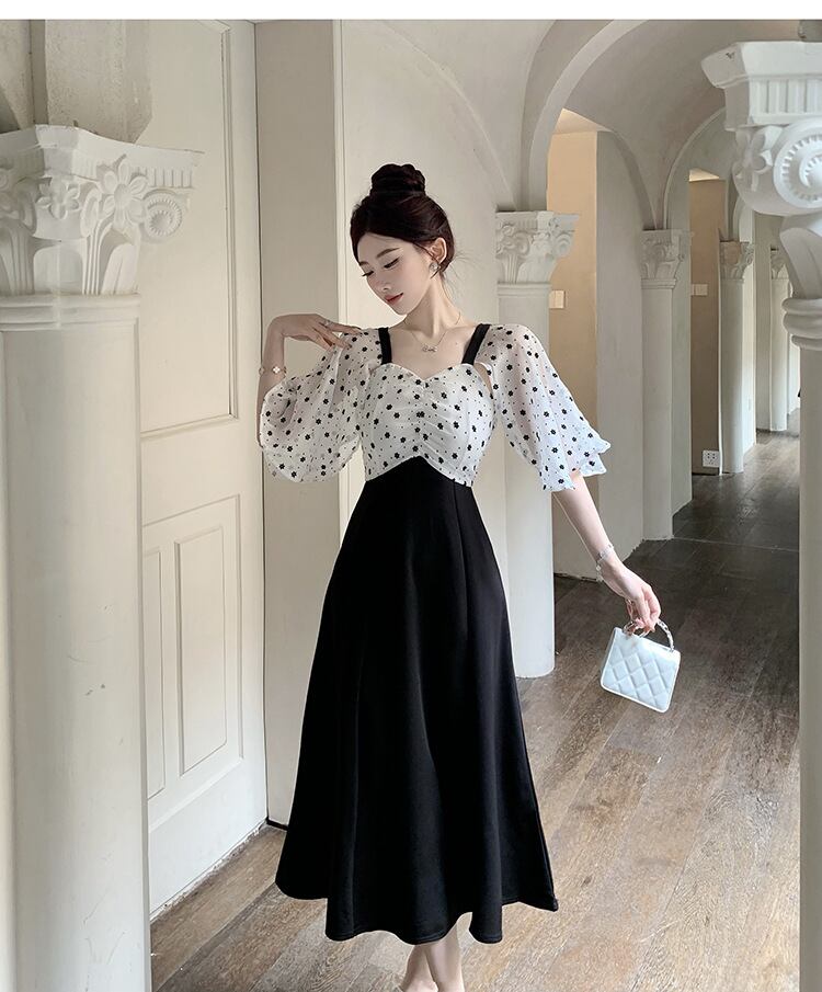 【dress】メッシュ切り替えワンピース G20254