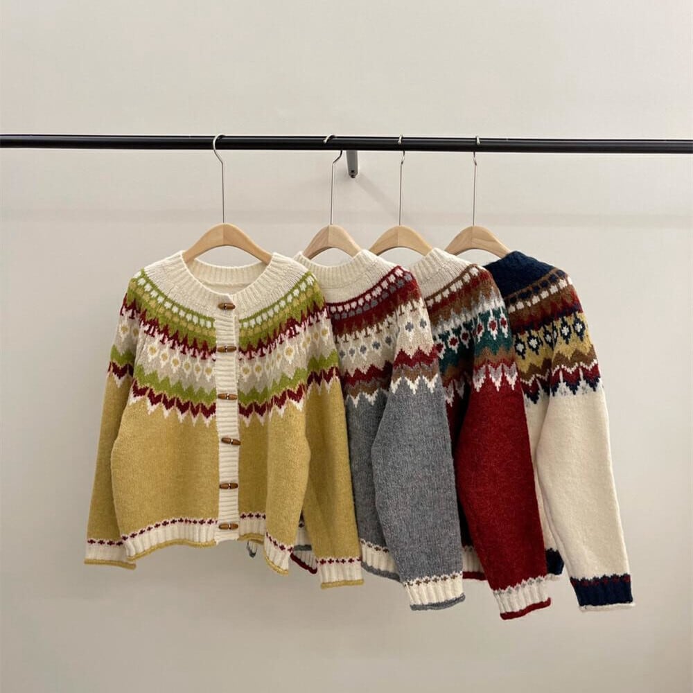 【outer】ジャカードニットカーデ　M27110