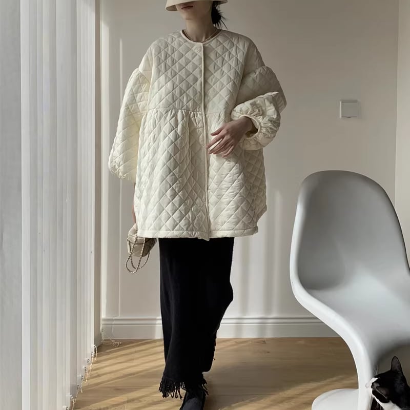 【outer】中綿キルティングロングコート Q7719