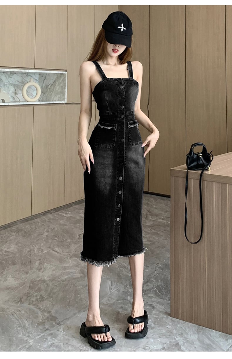 【dress】デニムサロペットワンピース　M24636
