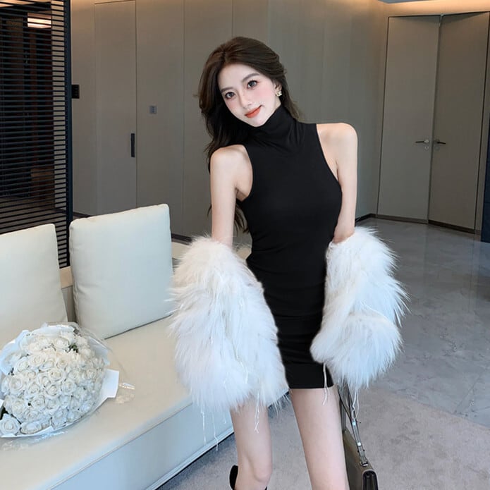 【dress】ノースリーブ裹起毛ワンピース　M28104