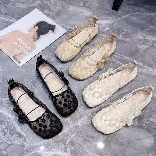 【shoes】3色レースフラットシューズF7473