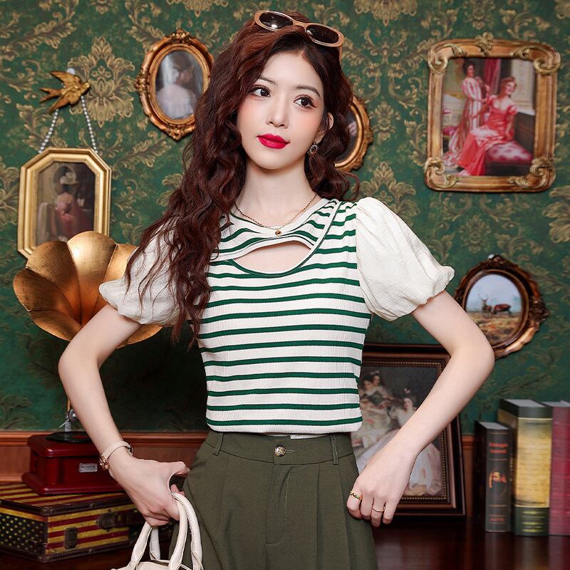 【tops】ストライプ柄TシャツG20923