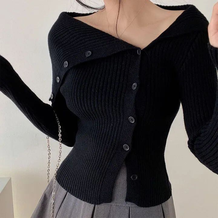 【tops】ボタンデザインニットトップス　M26662