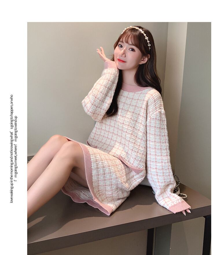 【dress】韓流スタイル シンプル気質満点エレガントルーズニットワンピース G1996