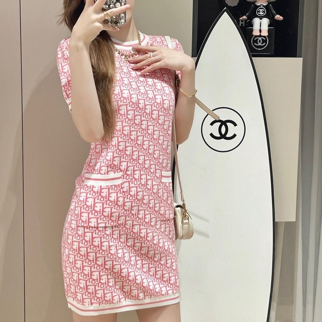 【dress】2色英字柄デートワンピースF7674