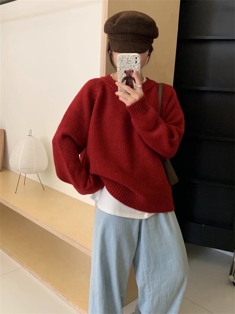 【tops】無地ニットセーター　M27252