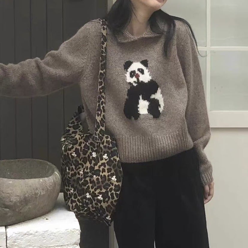 【tops】折り襟ニットセーター　M26283