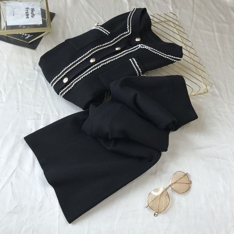 【set】ファッション!気質満点レトロニットカーディガン+ガウチョパンツオシャレ２点セット G3083