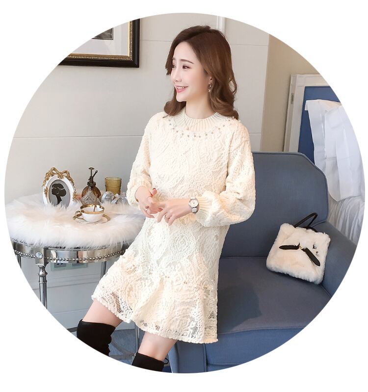 【dress】裹起毛フリルレースワンピース　M27890