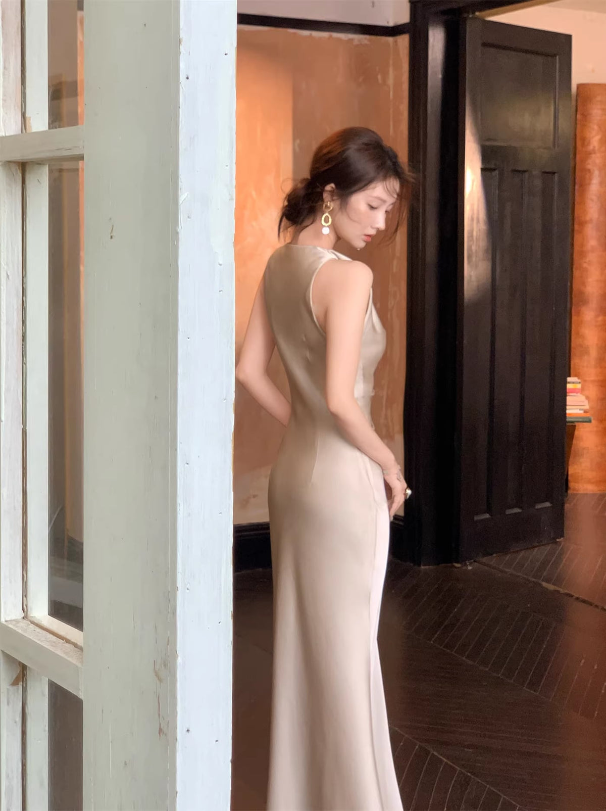 【dress】ノースリーブロングワンピース Q7983