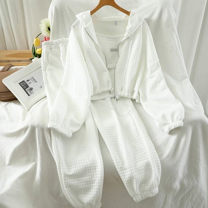 【set】韓流スタイル!気質満点カジュアルアウター+キャミソール+パンツ3点セット G2925