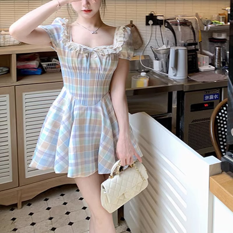 【dress】チェック柄ワンピース　M24323