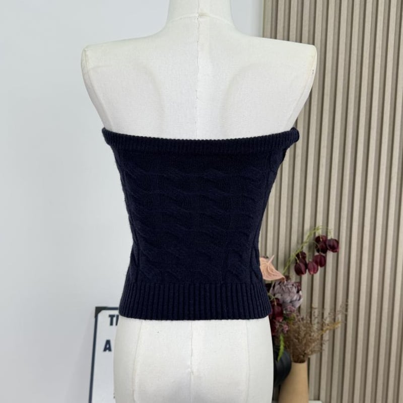 【tops】ニットチューブトップス Q7618