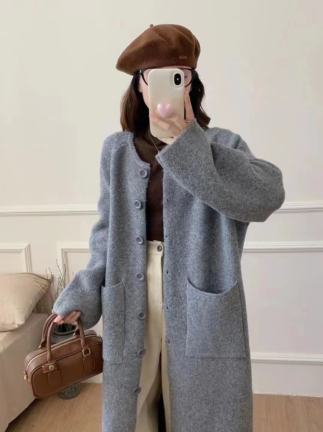 【outer】ロング丈ニットカーデ　M27282