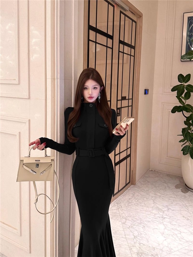 【dress】ロングマーメイドワンピース Q7604