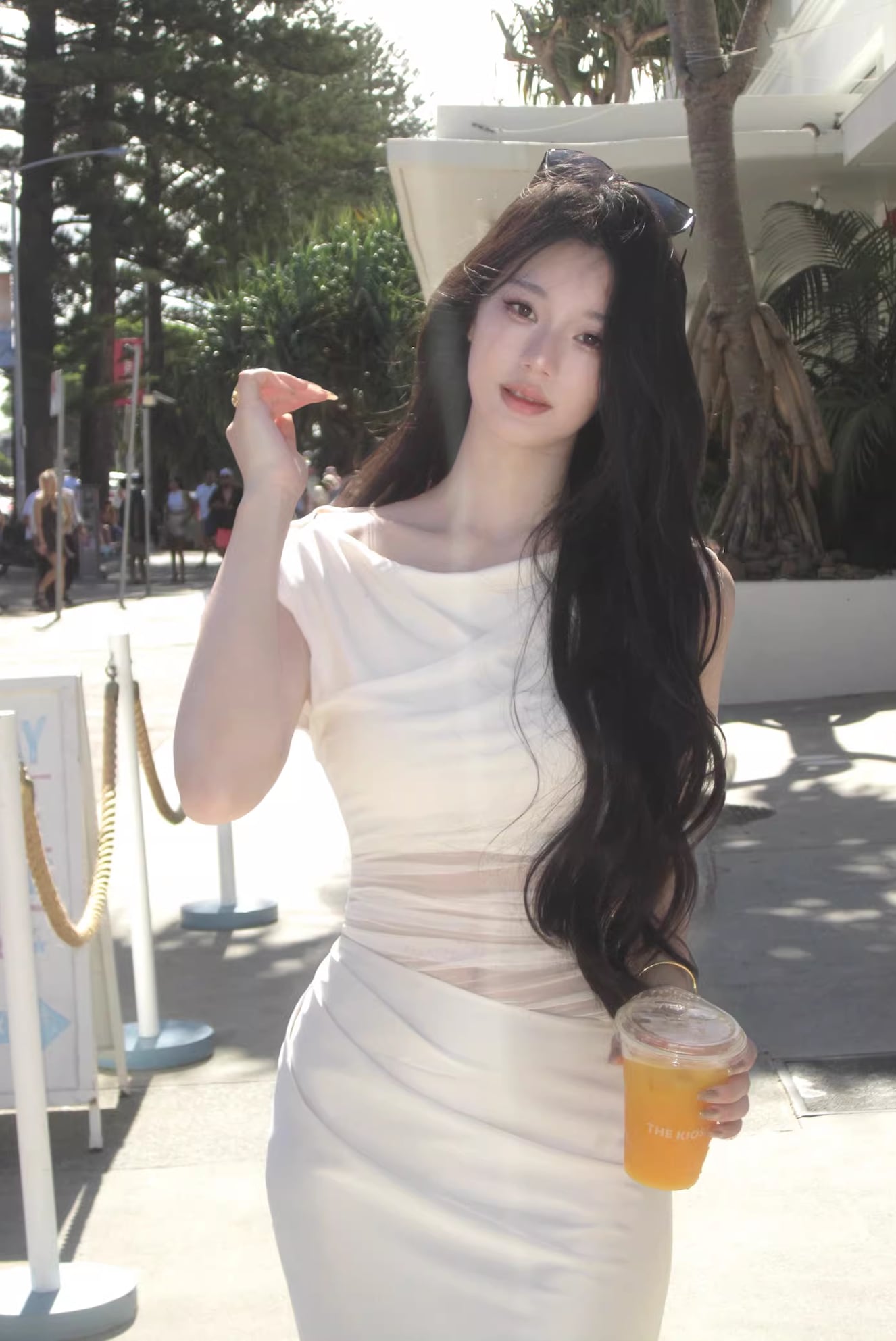 【dress】ノースリーブチュールドッキングロングワンピース Q7988
