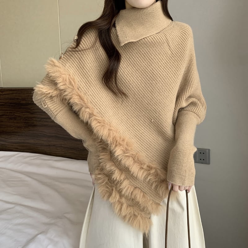 【tops】ファードッキングニットトップス Q7179