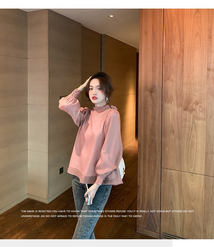 【tops】美人度アップ!ファッション韓国系スウィートシフォン長袖洋気シャツ G1480