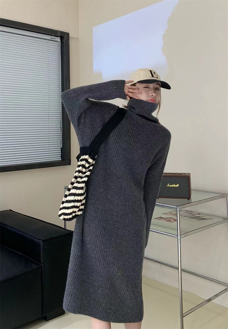 【dress】無地ニットワンピース　M19129