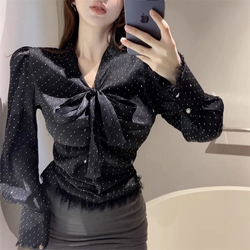 【tops】リボンレース ブラウスG21348