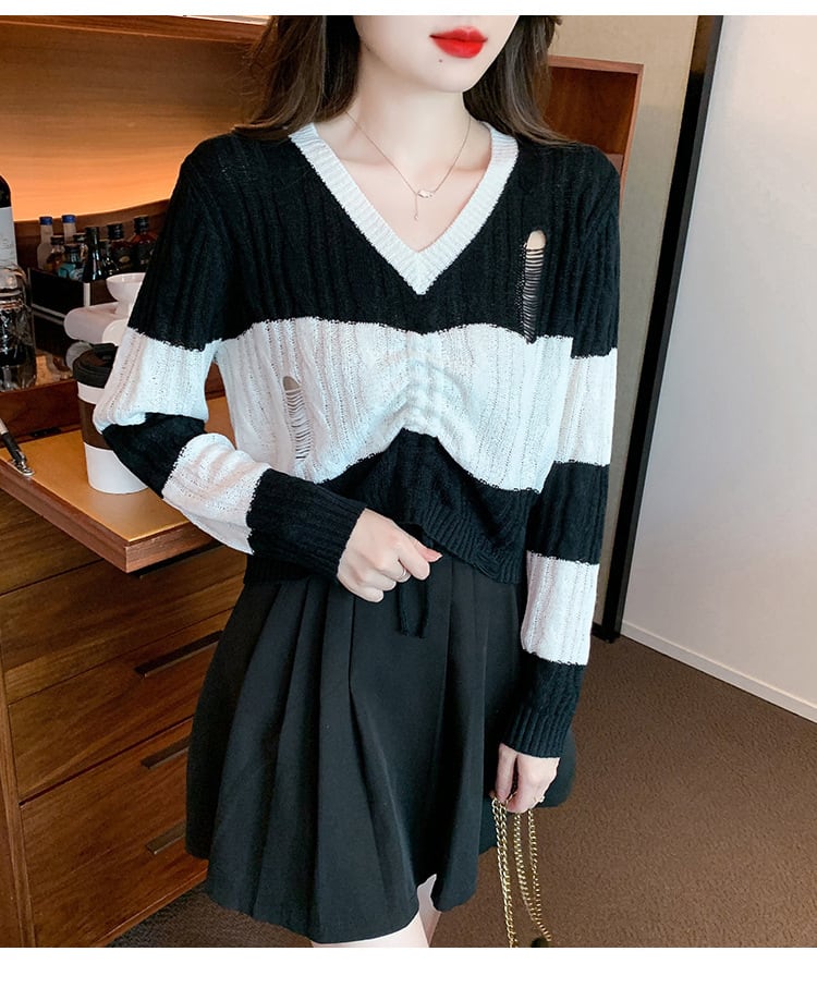 【tops】カットワークニットセーター　M25768